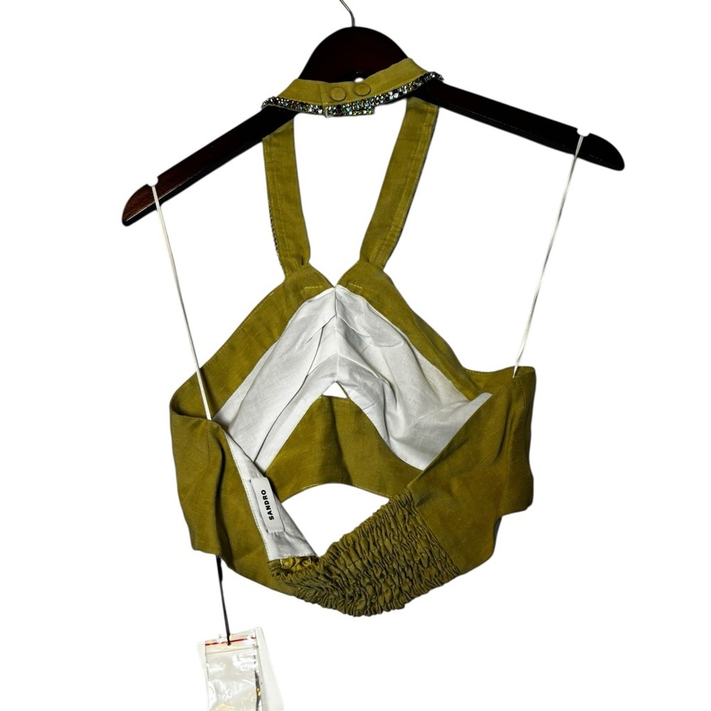 NWT Sandro Avedis Halter Crop Top Embellished Size 3 (8) - Picture 6 of 11